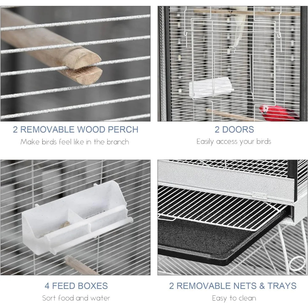 Hexagon Covered Canopy Bird Cage