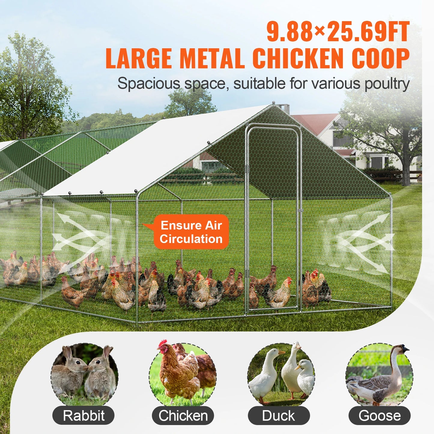 Large Metal Chicken Coop Outdoor