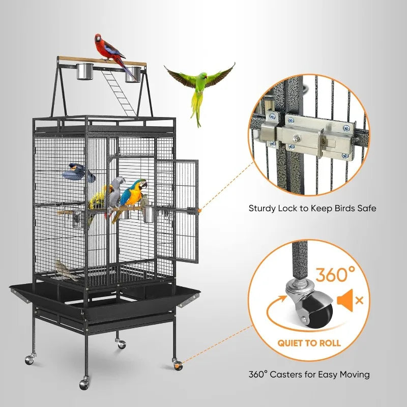 Large Bird Cage with Rolling Stand