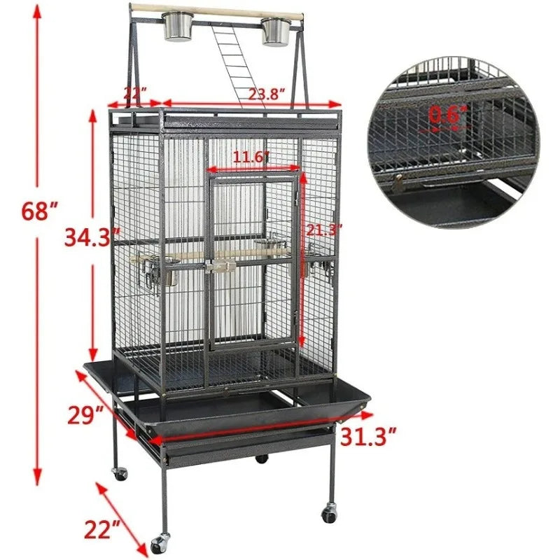 Large Bird Cage with Rolling Stand