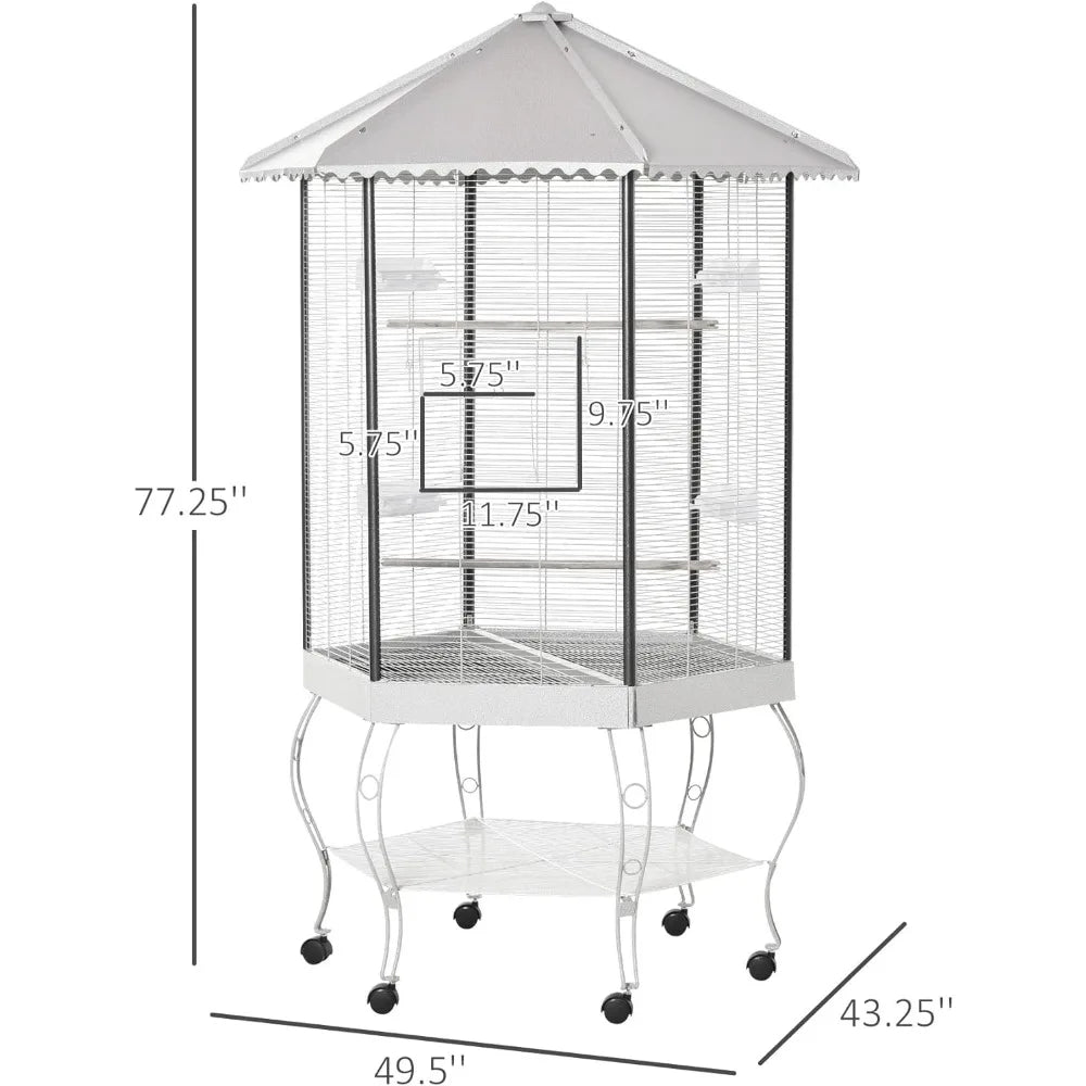 Hexagon Covered Canopy Bird Cage
