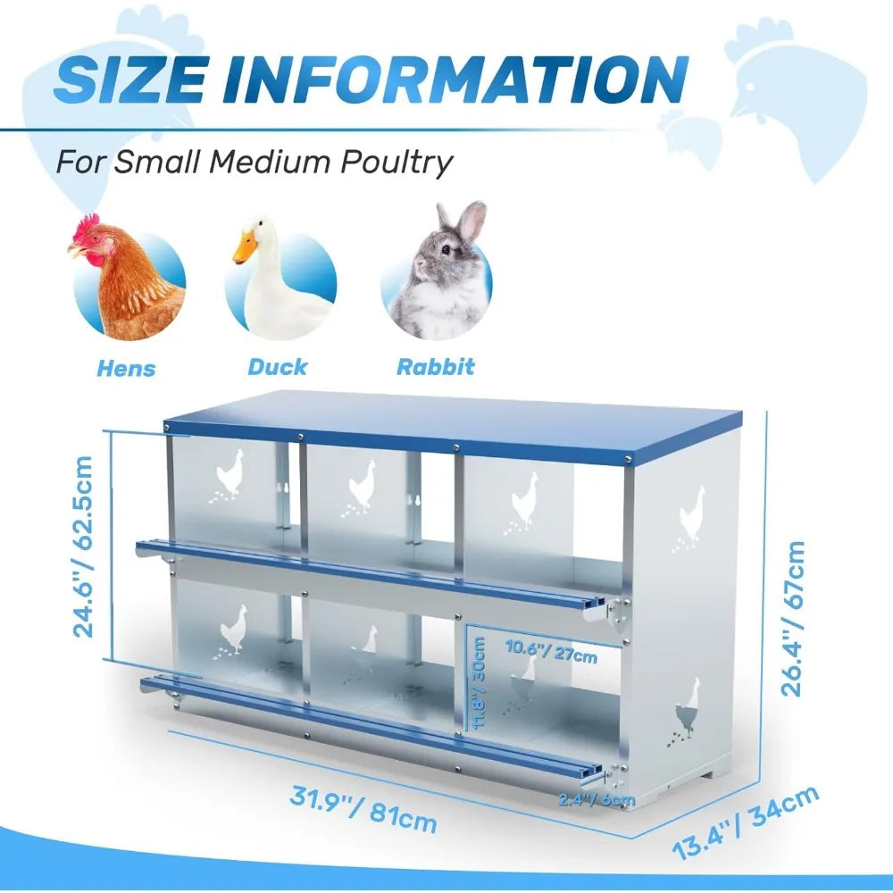 Chicken Nesting Box 6 Compartments