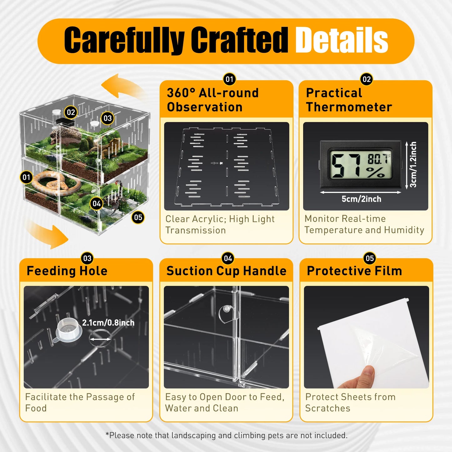 Acrylic 4 Grids Large Reptile Tank