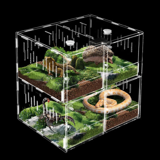 4 Grids Acrylic Reptile Cage Terrarium Tank