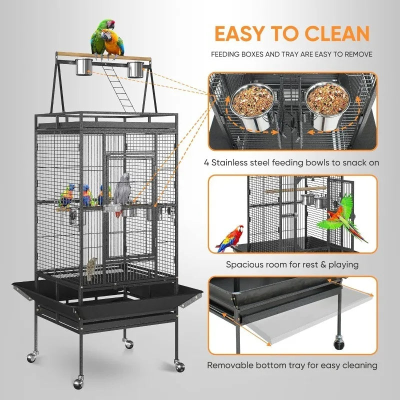 Large Bird Cage with Rolling Stand